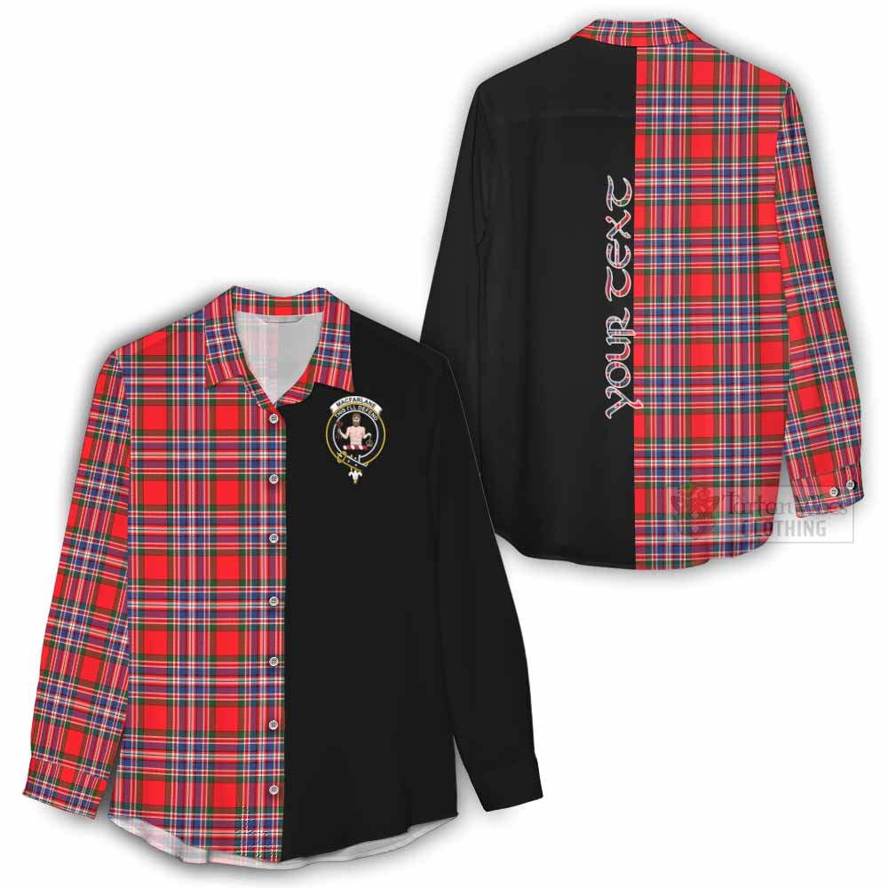 Tartan Vibes Clothing MacFarlane (McFarlane) Tartan Women's Casual Shirt with Family Crest and Half Of Me Style