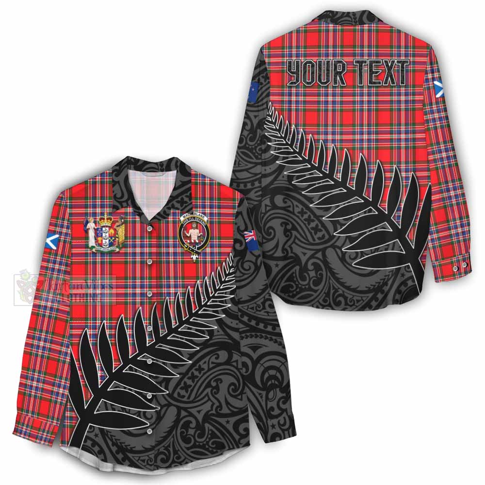 Tartan Vibes Clothing MacFarlane (McFarlane) Crest Tartan Women's Casual Shirt with New Zealand Silver Fern Half Style