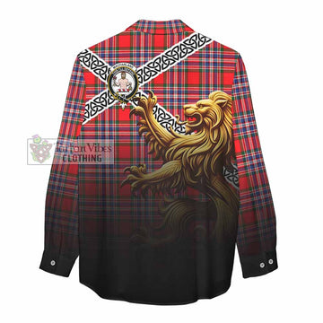 MacFarlane (McFarlane) Crest Tartan Women's Casual Shirt with Golden Lion Emblem Celtic Style