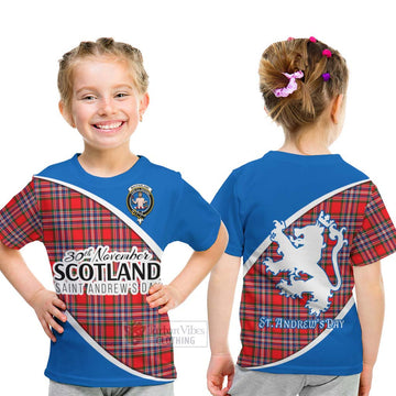 Tartan Vibes Clothing MacFarlane (McFarlane) Family Crest Tartan Kid T-Shirt Celebrate Saint Andrew's Day in Style