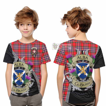 MacFarlane (McFarlane) Tartan Family Crest Kid T-Shirt Lion Rampant Royal Thistle Shield Celtic Inspired