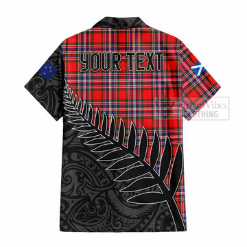 Tartan Vibes Clothing MacFarlane (McFarlane) Crest Tartan Short Sleeve Button Shirt with New Zealand Silver Fern Half Style