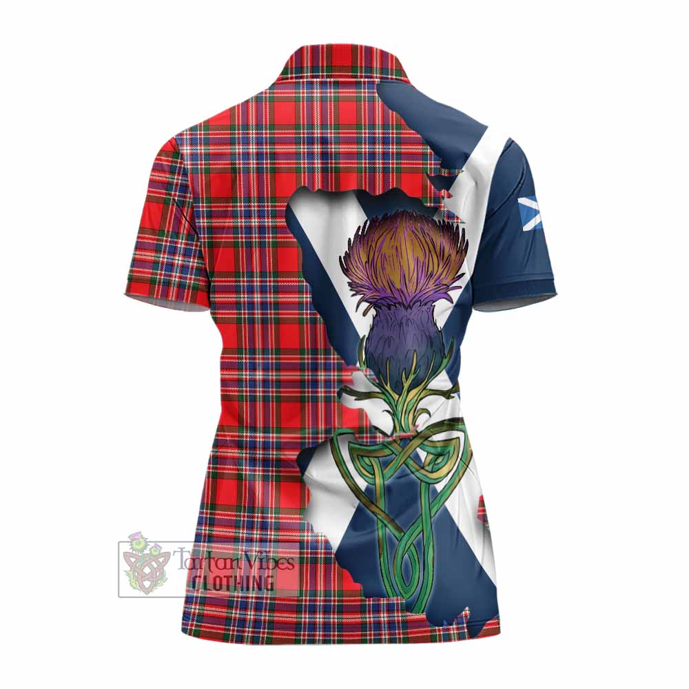 Tartan Vibes Clothing MacFarlane (McFarlane) Tartan Family Crest Women's Polo Shirt Scottish Thistle Celtic Inspired