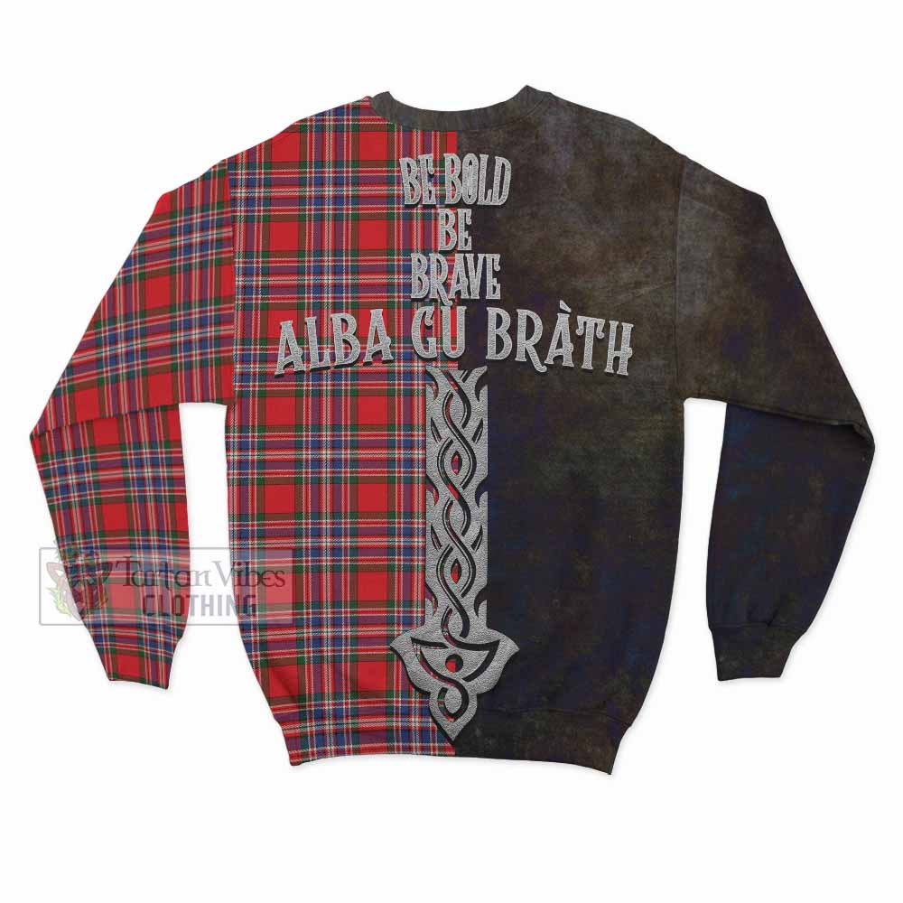 Tartan Vibes Clothing MacFarlane (McFarlane) Tartan Family Crest Sweatshirt Alba Gu Brath Be Brave Lion Ancient Style