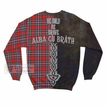 Tartan Vibes Clothing MacFarlane (McFarlane) Tartan Family Crest Sweatshirt Alba Gu Brath Be Brave Lion Ancient Style