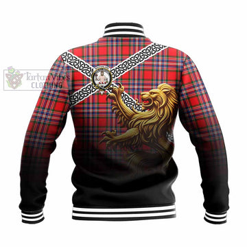 MacFarlane (McFarlane) Crest Tartan Baseball Jacket with Golden Lion Emblem Celtic Style