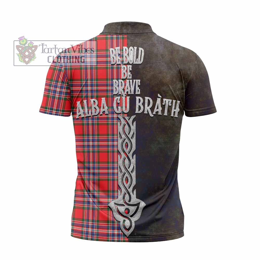 Tartan Vibes Clothing MacFarlane (McFarlane) Tartan Family Crest Zipper Polo Shirt Alba Gu Brath Be Brave Lion Ancient Style