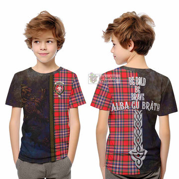 MacFarlane (McFarlane) Tartan Family Crest Kid T-Shirt Alba Gu Brath Be Brave Lion Ancient Style