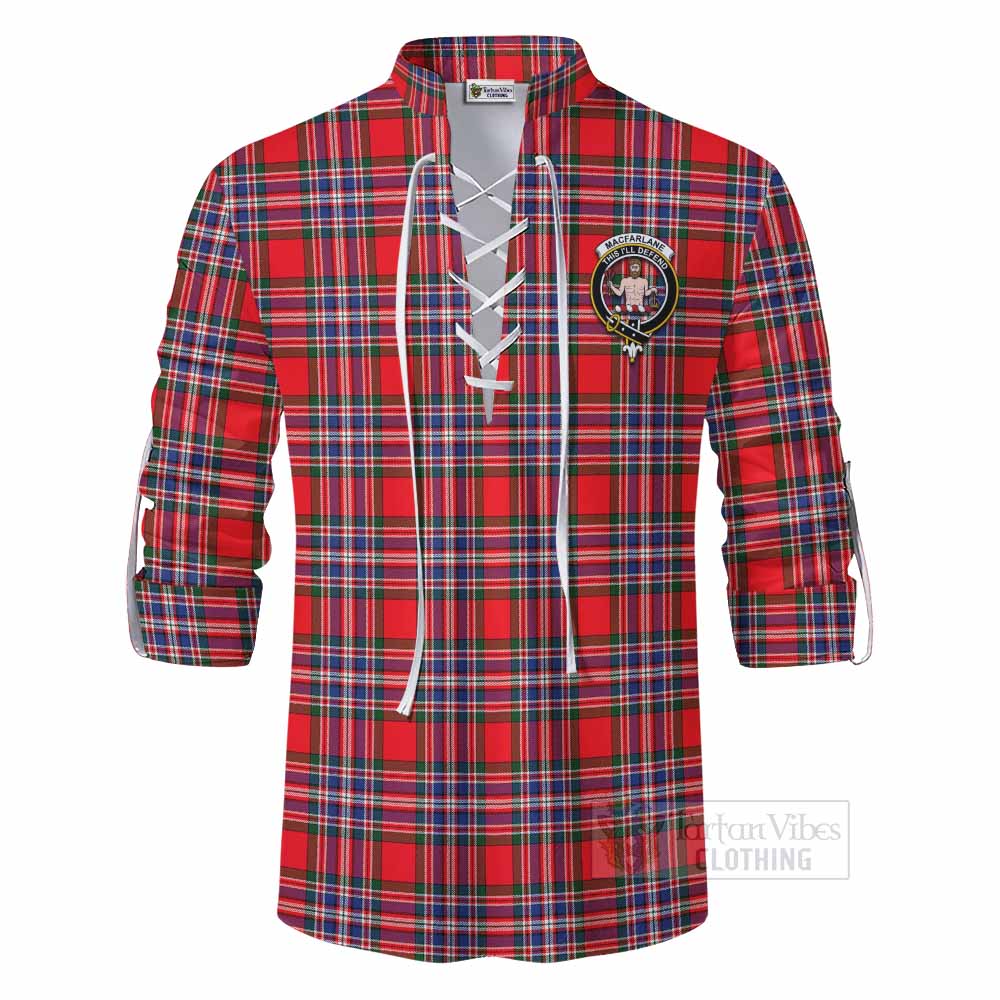 Tartan Vibes Clothing MacFarlane (McFarlane) Tartan Ghillie Kilt Shirt with Family Crest DNA In Me Style