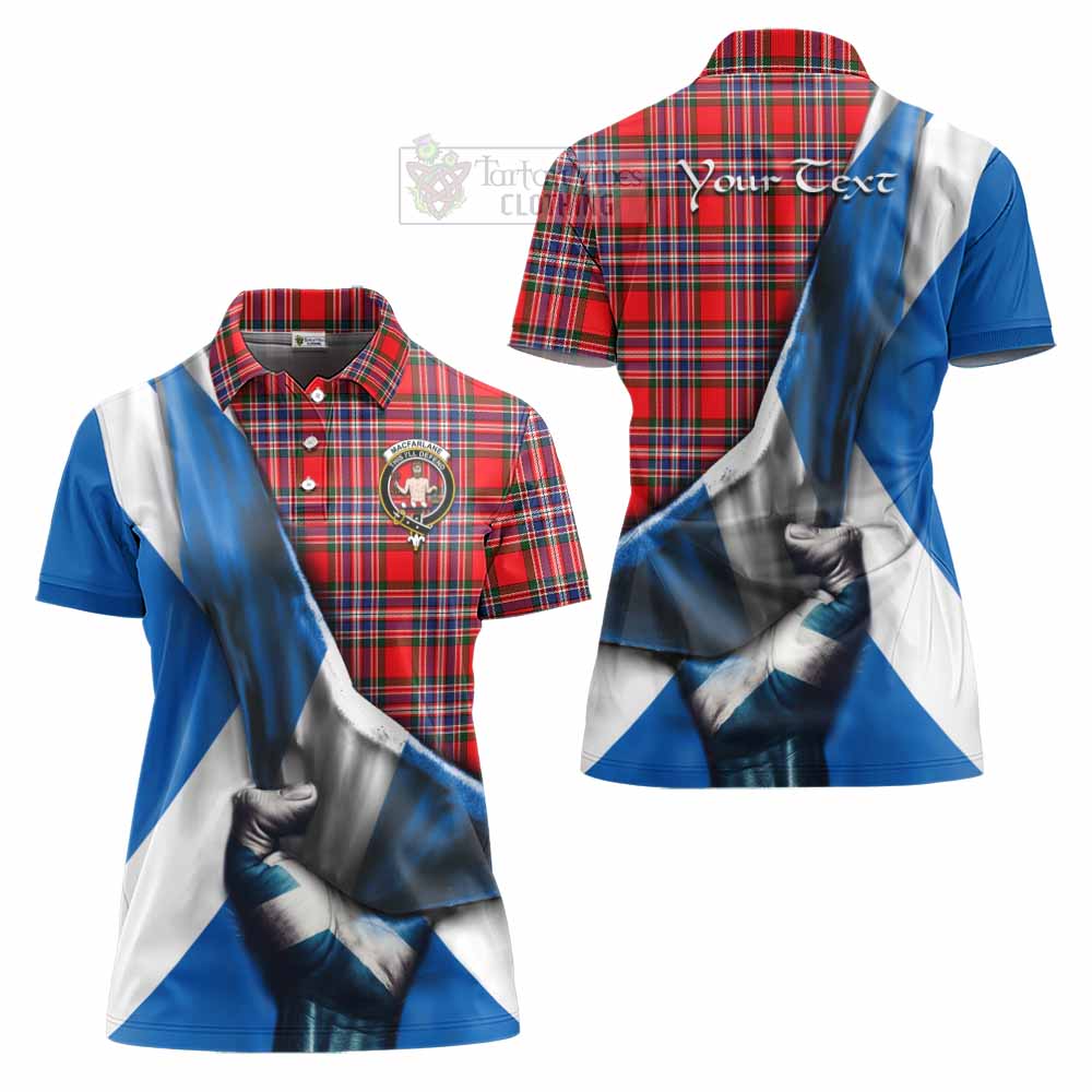 Tartan Vibes Clothing MacFarlane (McFarlane) Tartan Women's Polo Shirt with Family Crest Scotland Patriotic Style