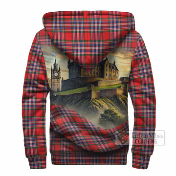 MacFarlane (McFarlane) Tartan Family Crest Sherpa Hoodie with Scottish Ancient Castle Style