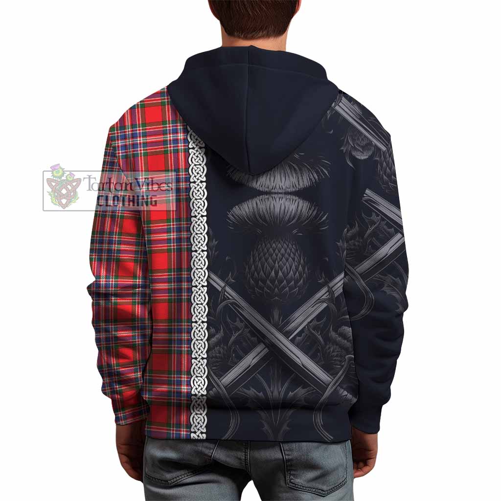 Tartan Vibes Clothing MacFarlane (McFarlane) Tartan Hoodie with Family Crest Cross Sword Thistle Celtic Vibes
