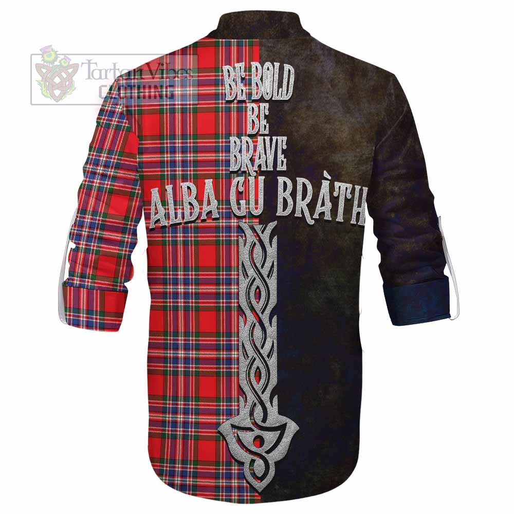 Tartan Vibes Clothing MacFarlane (McFarlane) Tartan Family Crest Ghillie Kilt Shirt Alba Gu Brath Be Brave Lion Ancient Style