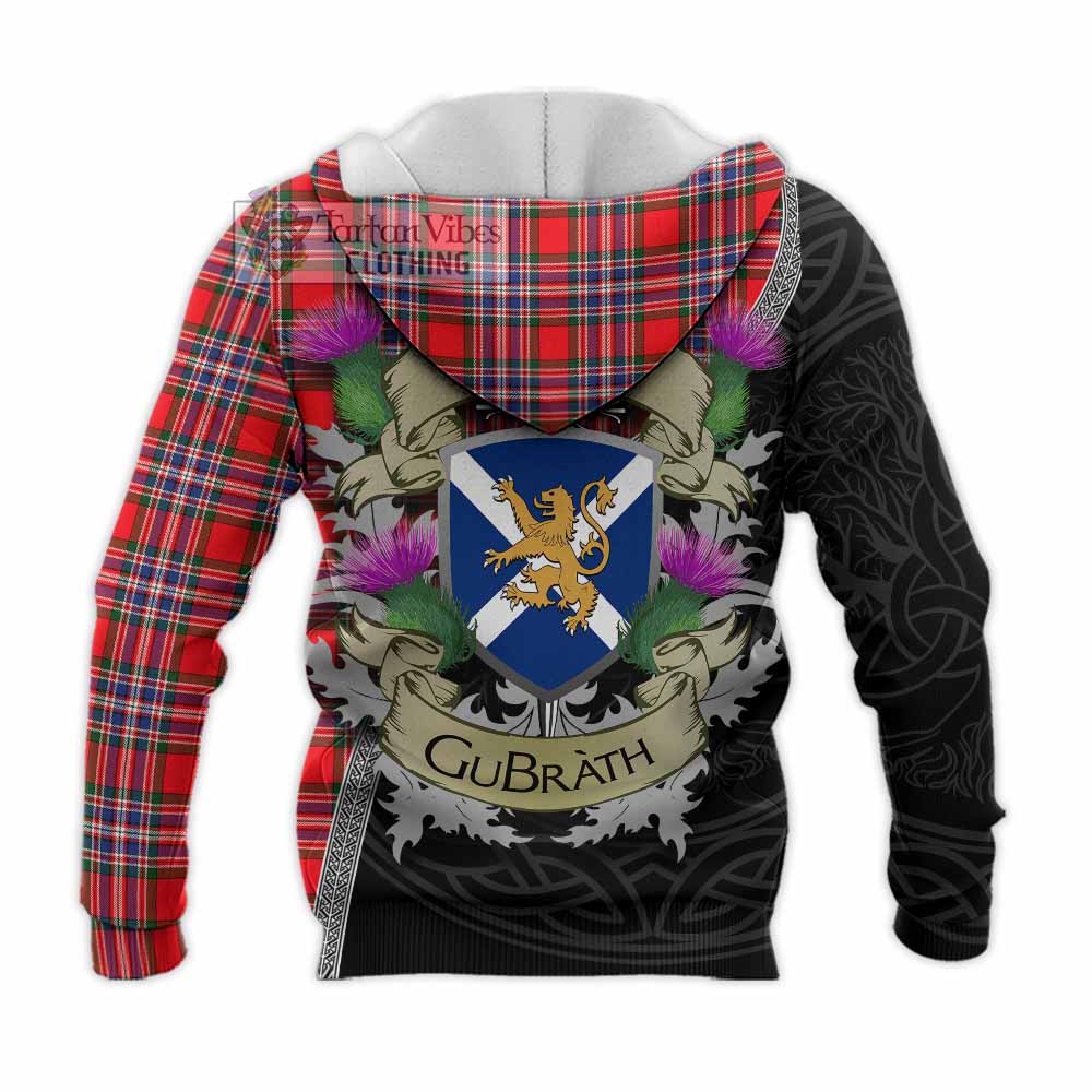 Tartan Vibes Clothing MacFarlane (McFarlane) Tartan Family Crest Knitted Hoodie Lion Rampant Royal Thistle Shield Celtic Inspired