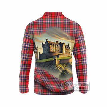 Tartan Vibes Clothing MacFarlane (McFarlane) Tartan Family Crest Long Sleeve Polo Shirt with Scottish Ancient Castle Style
