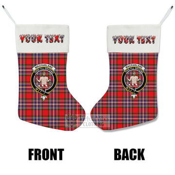 MacFarlane (McFarlane) Tartan Family Crest Christmas Stocking with Personalized Text