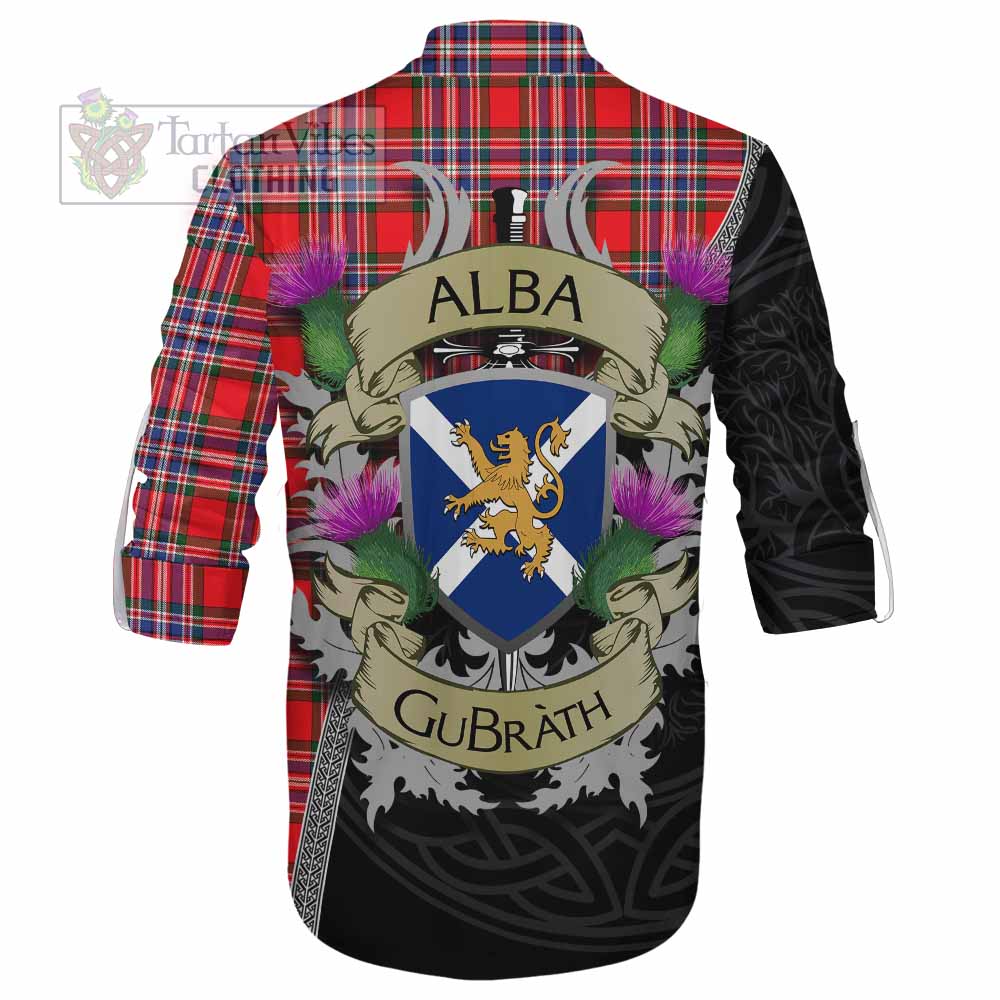 Tartan Vibes Clothing MacFarlane (McFarlane) Tartan Family Crest Ghillie Kilt Shirt Lion Rampant Royal Thistle Shield Celtic Inspired