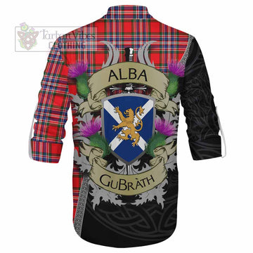 MacFarlane (McFarlane) Tartan Family Crest Ghillie Kilt Shirt Lion Rampant Royal Thistle Shield Celtic Inspired