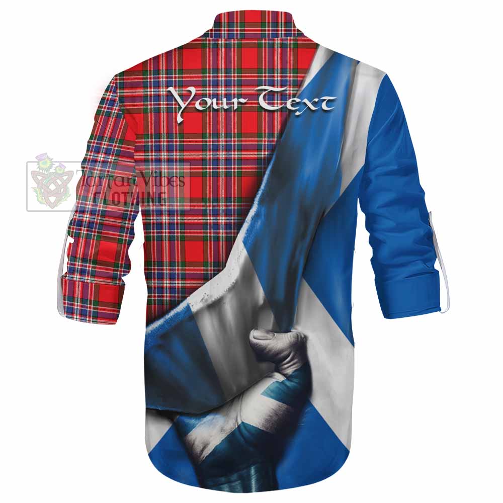 Tartan Vibes Clothing MacFarlane (McFarlane) Tartan Ghillie Kilt Shirt with Family Crest Scotland Patriotic Style