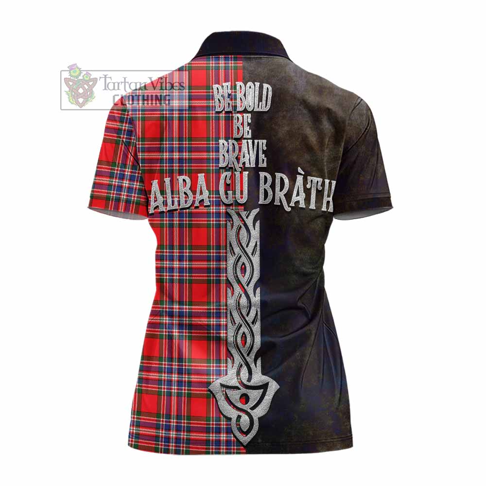 Tartan Vibes Clothing MacFarlane (McFarlane) Tartan Family Crest Women's Polo Shirt Alba Gu Brath Be Brave Lion Ancient Style