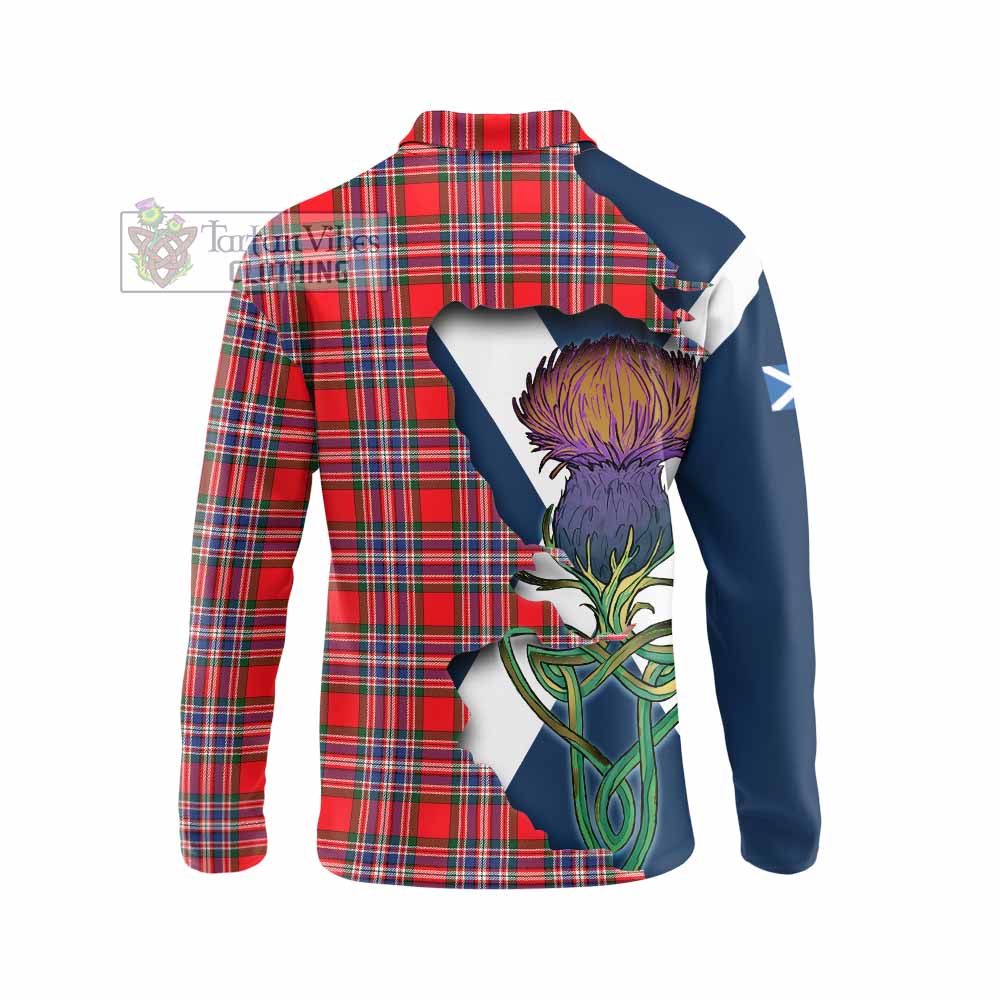 Tartan Vibes Clothing MacFarlane (McFarlane) Tartan Family Crest Long Sleeve Polo Shirt Scottish Thistle Celtic Inspired