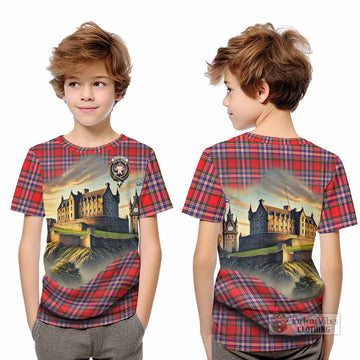 MacFarlane (McFarlane) Tartan Family Crest Kid T-Shirt with Scottish Ancient Castle Style