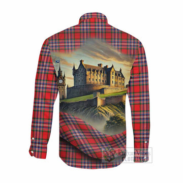 MacFarlane (McFarlane) Tartan Family Crest Long Sleeve Button Shirt with Scottish Ancient Castle Style