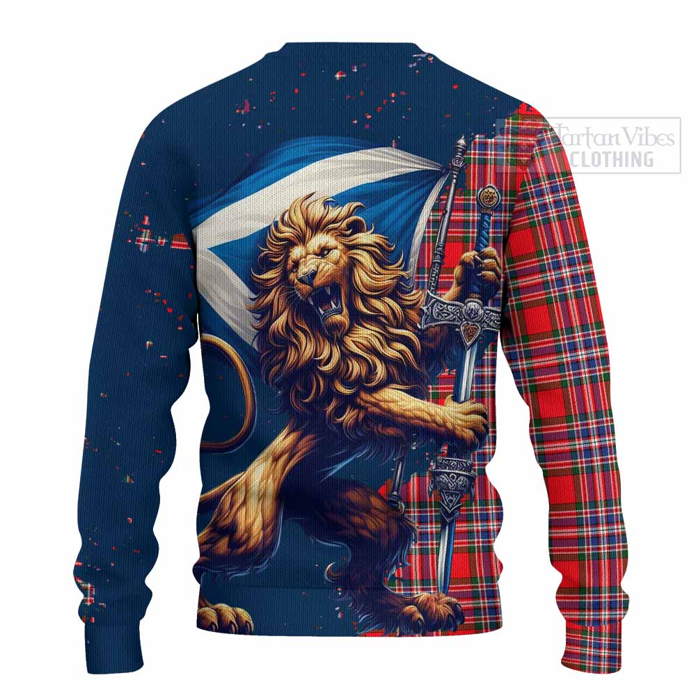 Tartan Vibes Clothing MacFarlane (McFarlane) Tartan Family Crest Knitted Sweater with Scottish Majestic Lion