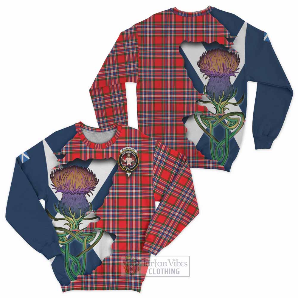 Tartan Vibes Clothing MacFarlane (McFarlane) Tartan Family Crest Sweatshirt Scottish Thistle Celtic Inspired
