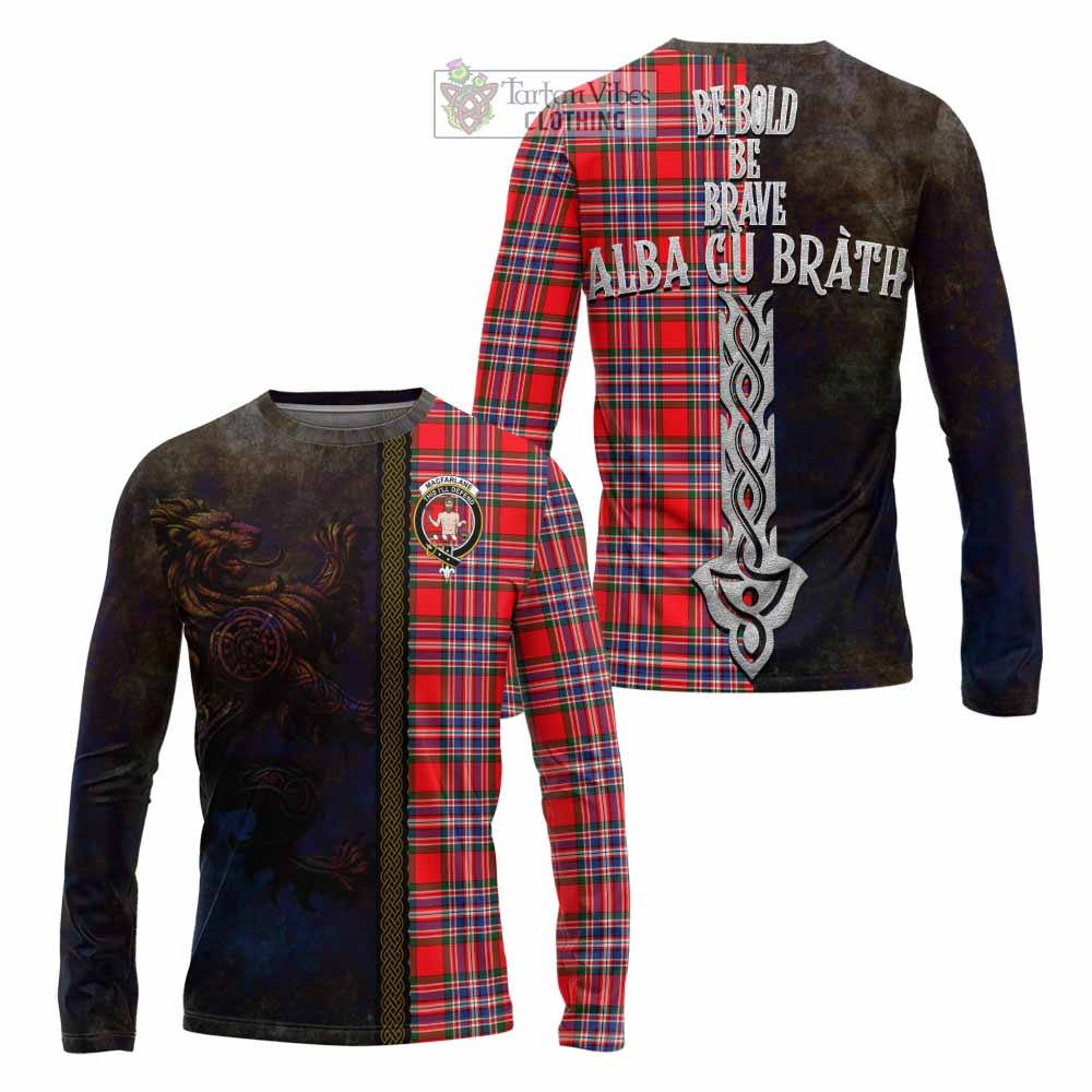 Tartan Vibes Clothing MacFarlane (McFarlane) Tartan Family Crest Long Sleeve T-Shirt Alba Gu Brath Be Brave Lion Ancient Style