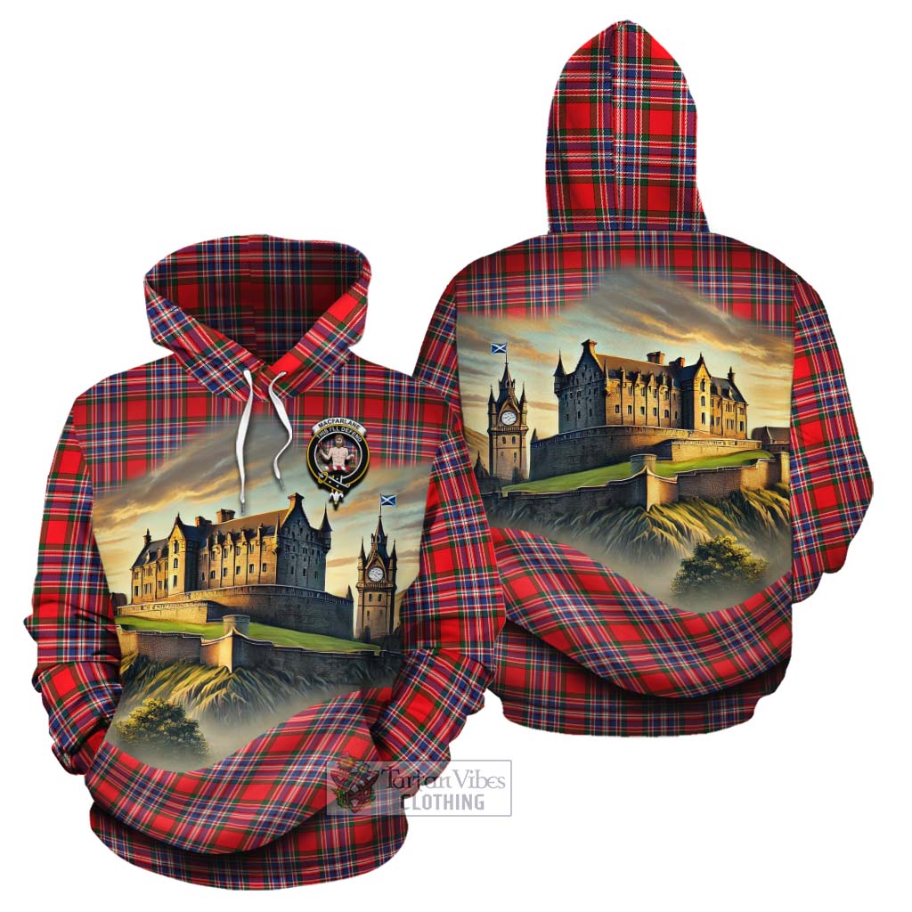 Tartan Vibes Clothing MacFarlane (McFarlane) Tartan Family Crest Cotton Hoodie with Scottish Ancient Castle Style