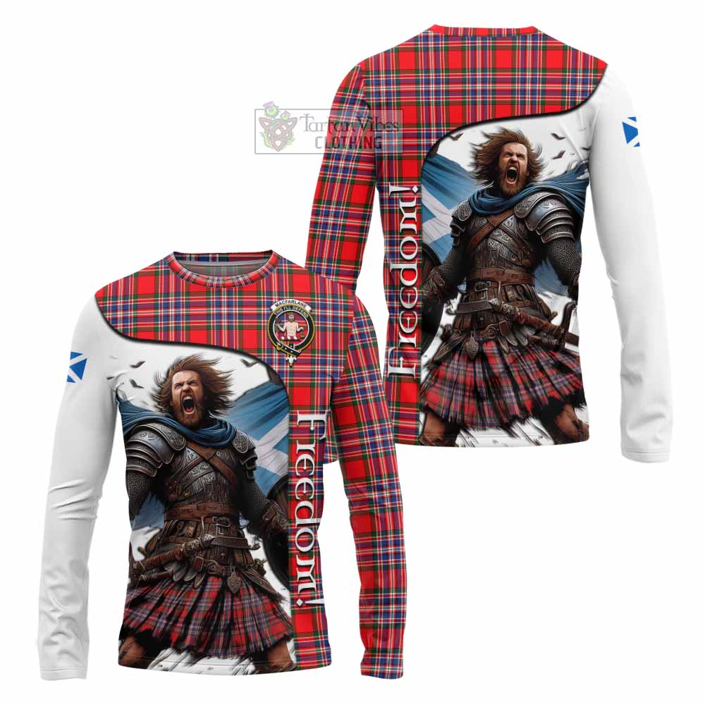 Tartan Vibes Clothing MacFarlane (McFarlane) Crest Tartan Long Sleeve T-Shirt Inspired by the Freedom of Scottish Warrior
