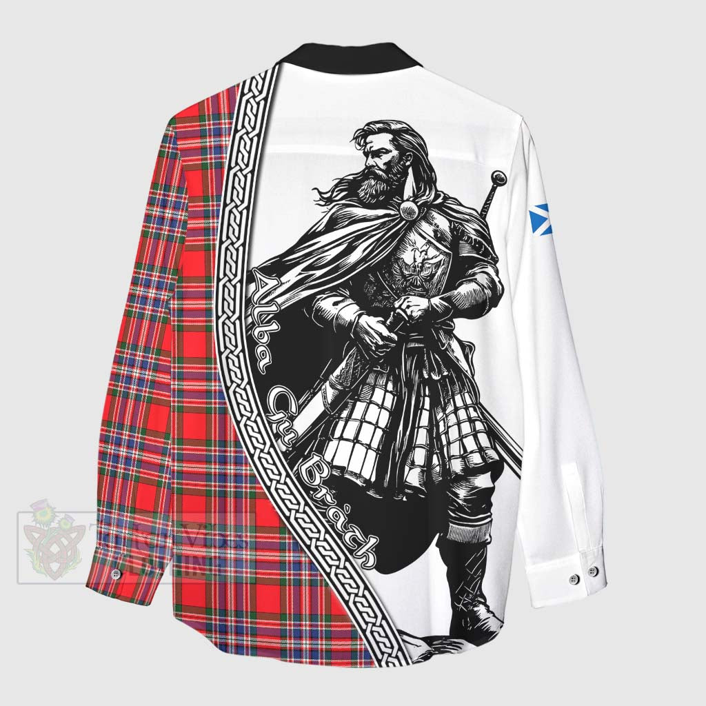 Tartan Vibes Clothing MacFarlane (McFarlane) Tartan Clan Crest Women's Casual Shirt with Highlander Warrior Celtic Style