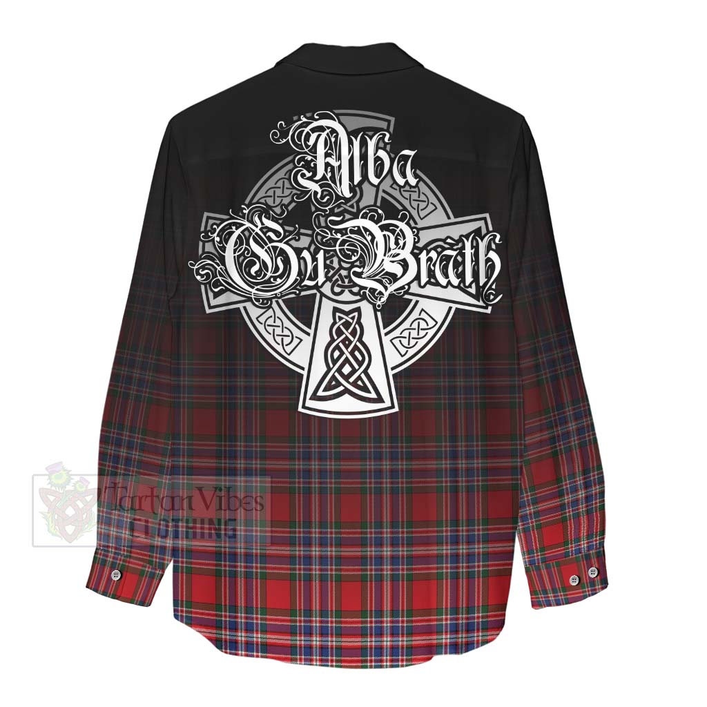 Tartan Vibes Clothing MacFarlane (McFarlane) Tartan Women's Casual Shirt Featuring Alba Gu Brath Family Crest Celtic Inspired