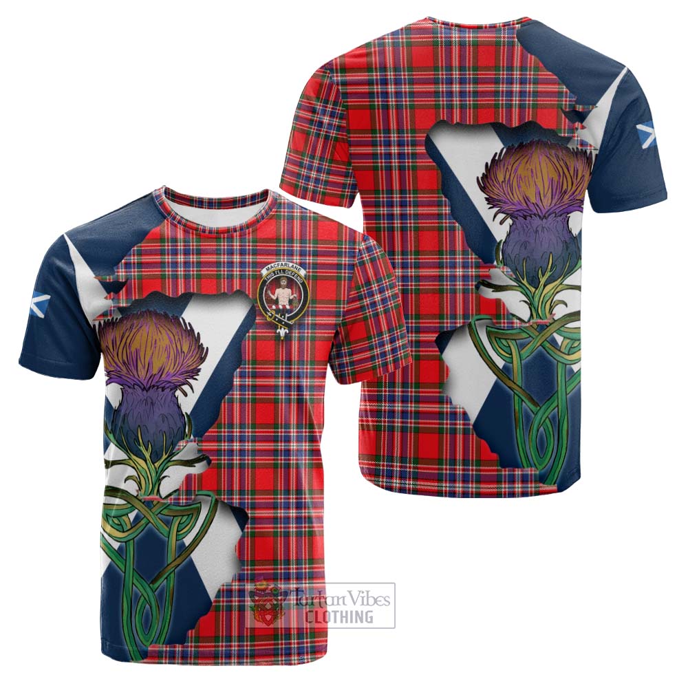 Tartan Vibes Clothing MacFarlane (McFarlane) Tartan Family Crest Cotton T-shirt Scottish Thistle Celtic Inspired