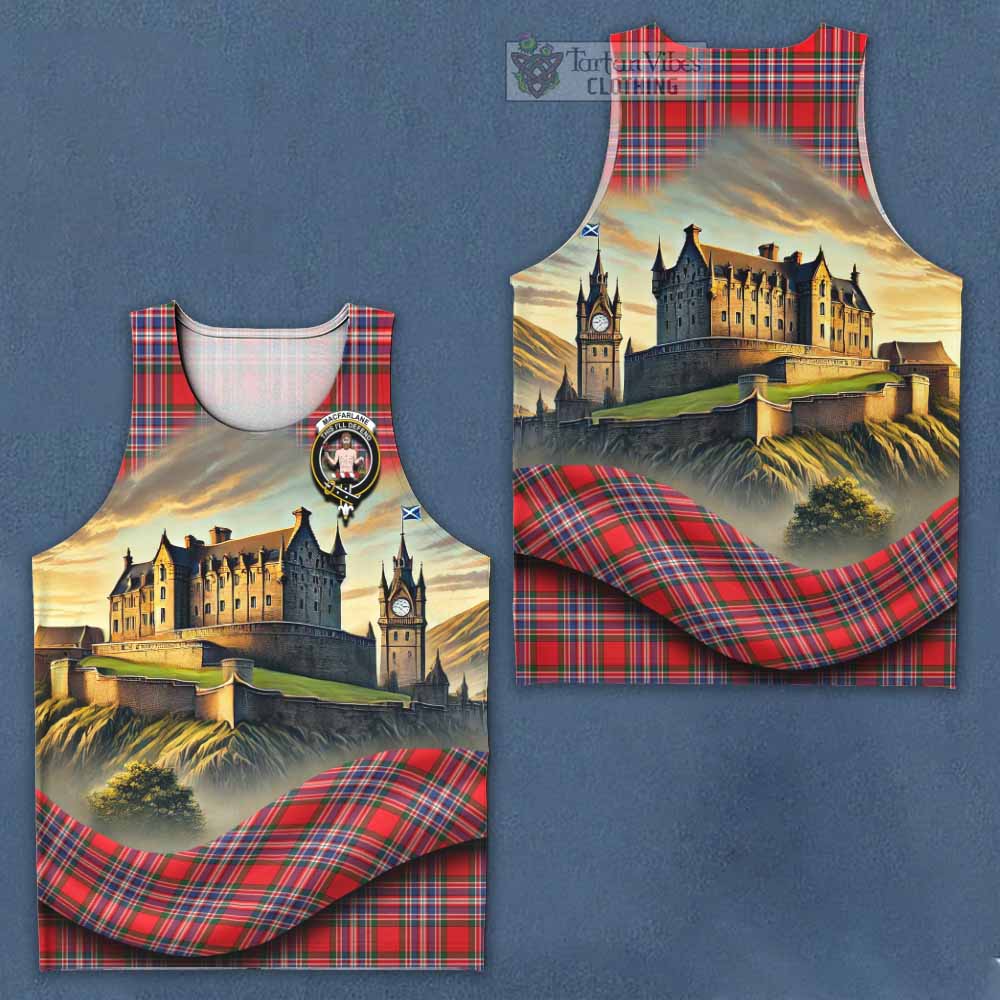 Tartan Vibes Clothing MacFarlane (McFarlane) Tartan Family Crest Men's Tank Top with Scottish Ancient Castle Style