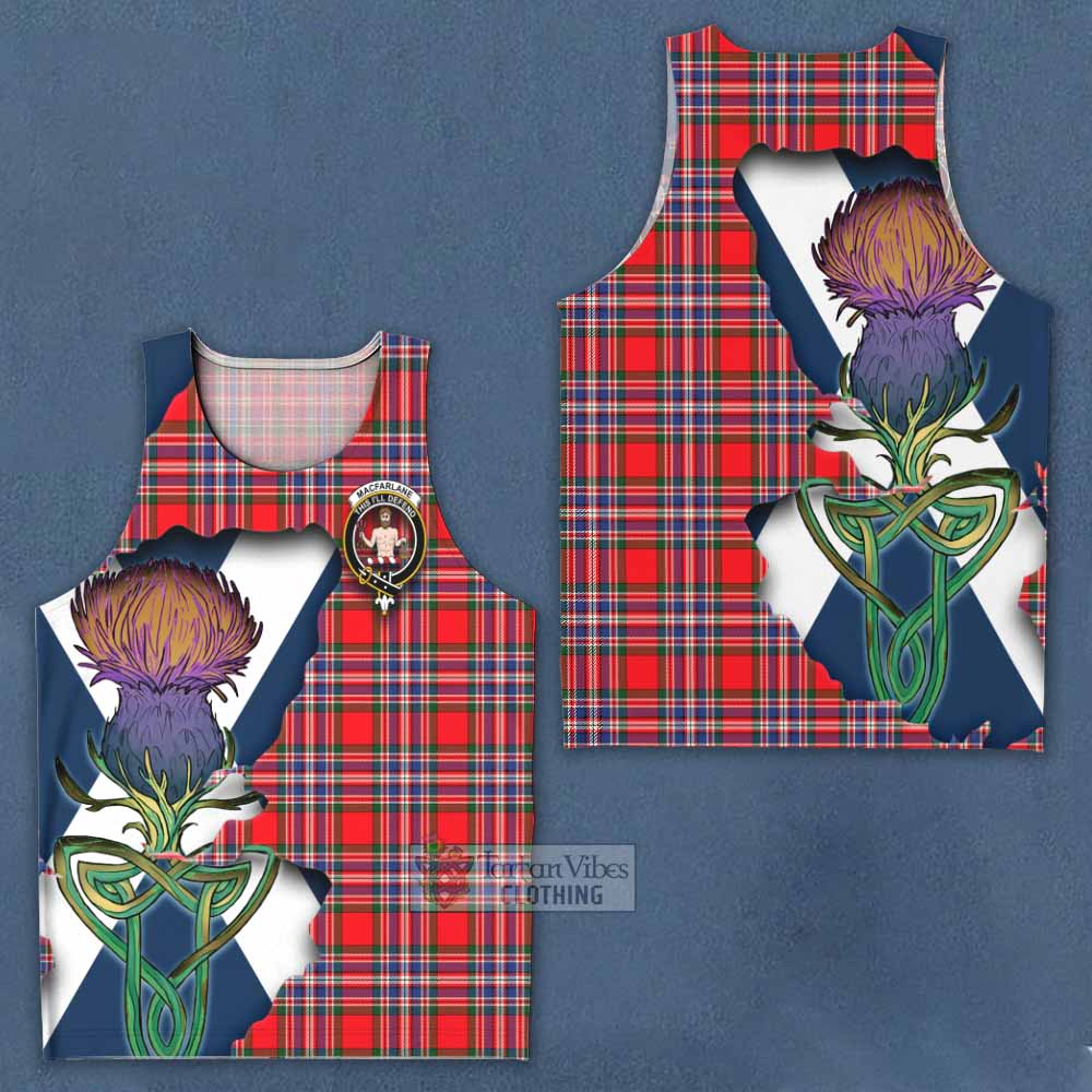 Tartan Vibes Clothing MacFarlane (McFarlane) Tartan Family Crest Men's Tank Top Scottish Thistle Celtic Inspired