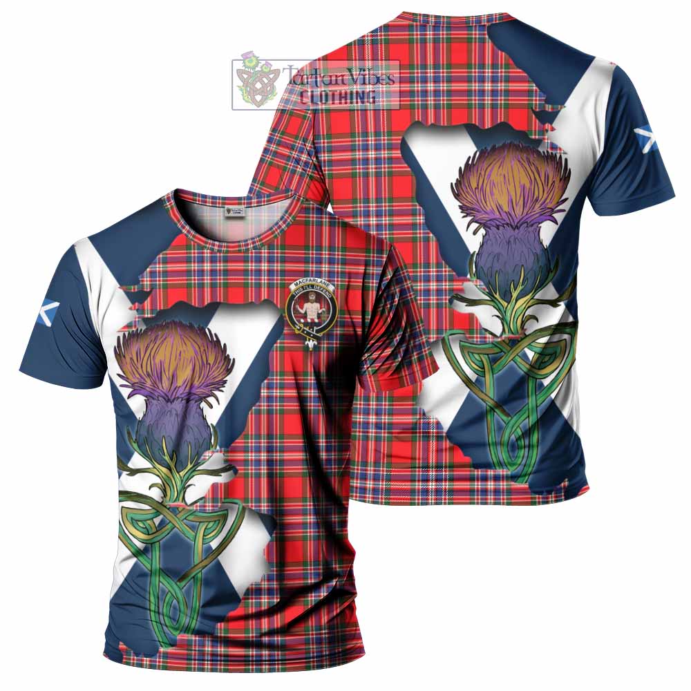 Tartan Vibes Clothing MacFarlane (McFarlane) Tartan Family Crest T-Shirt Scottish Thistle Celtic Inspired