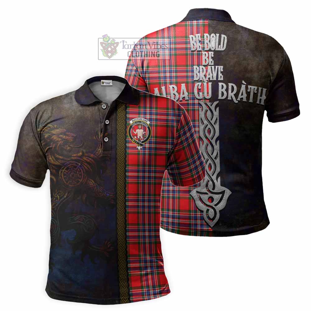 Tartan Vibes Clothing MacFarlane (McFarlane) Tartan Family Crest Polo Shirt Alba Gu Brath Be Brave Lion Ancient Style