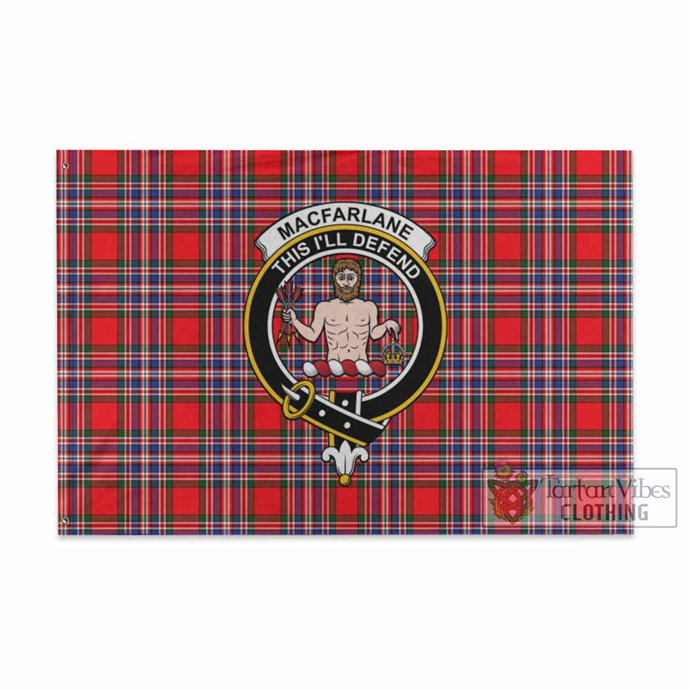 Tartan Vibes Clothing MacFarlane (McFarlane) Tartan House Flag with Family Crest