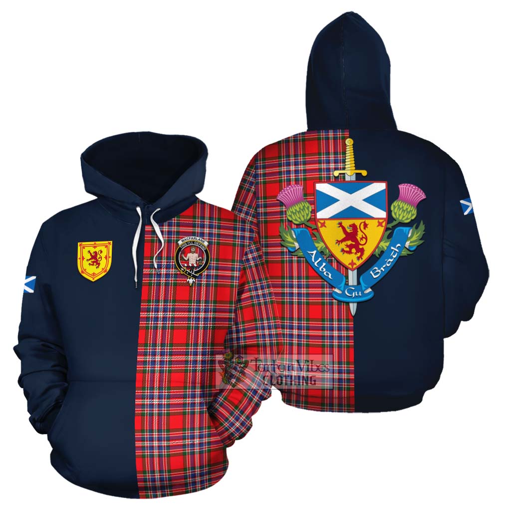 MacFarlane (McFarlane) Tartan Cotton Hoodie Alba with Scottish Lion Royal Arm Half Style Zip Hoodie - Tartan Vibes Clothing