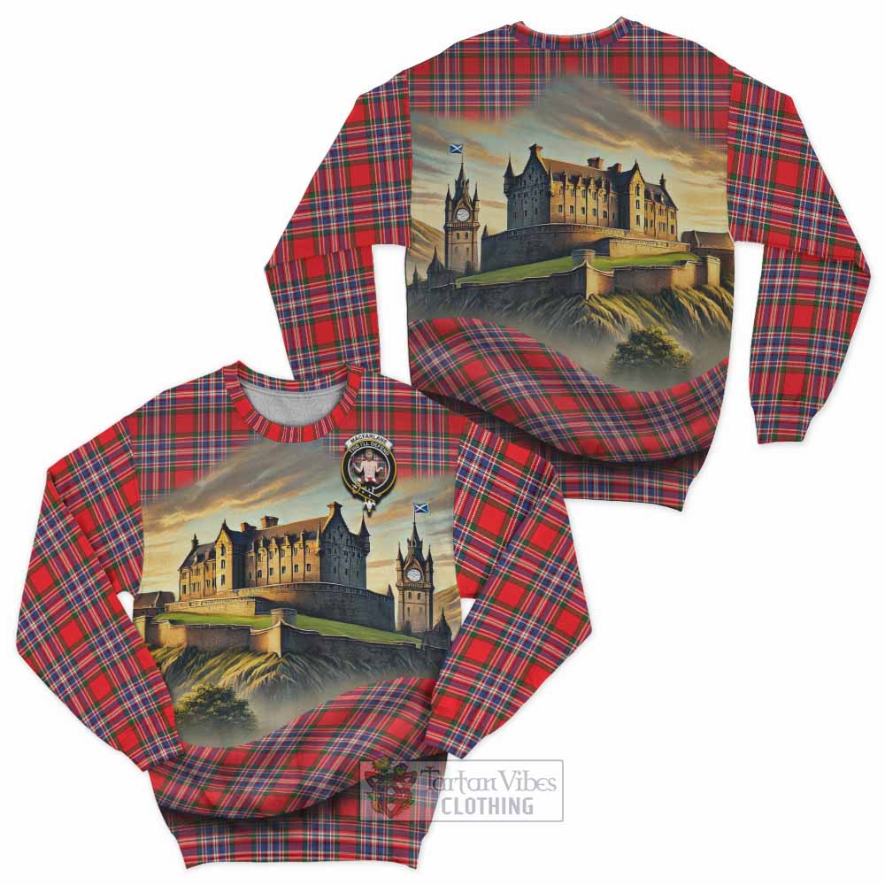 Tartan Vibes Clothing MacFarlane (McFarlane) Tartan Family Crest Sweatshirt with Scottish Ancient Castle Style