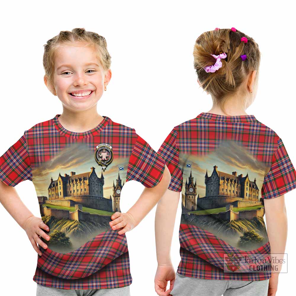 Tartan Vibes Clothing MacFarlane (McFarlane) Tartan Family Crest Kid T-Shirt with Scottish Ancient Castle Style