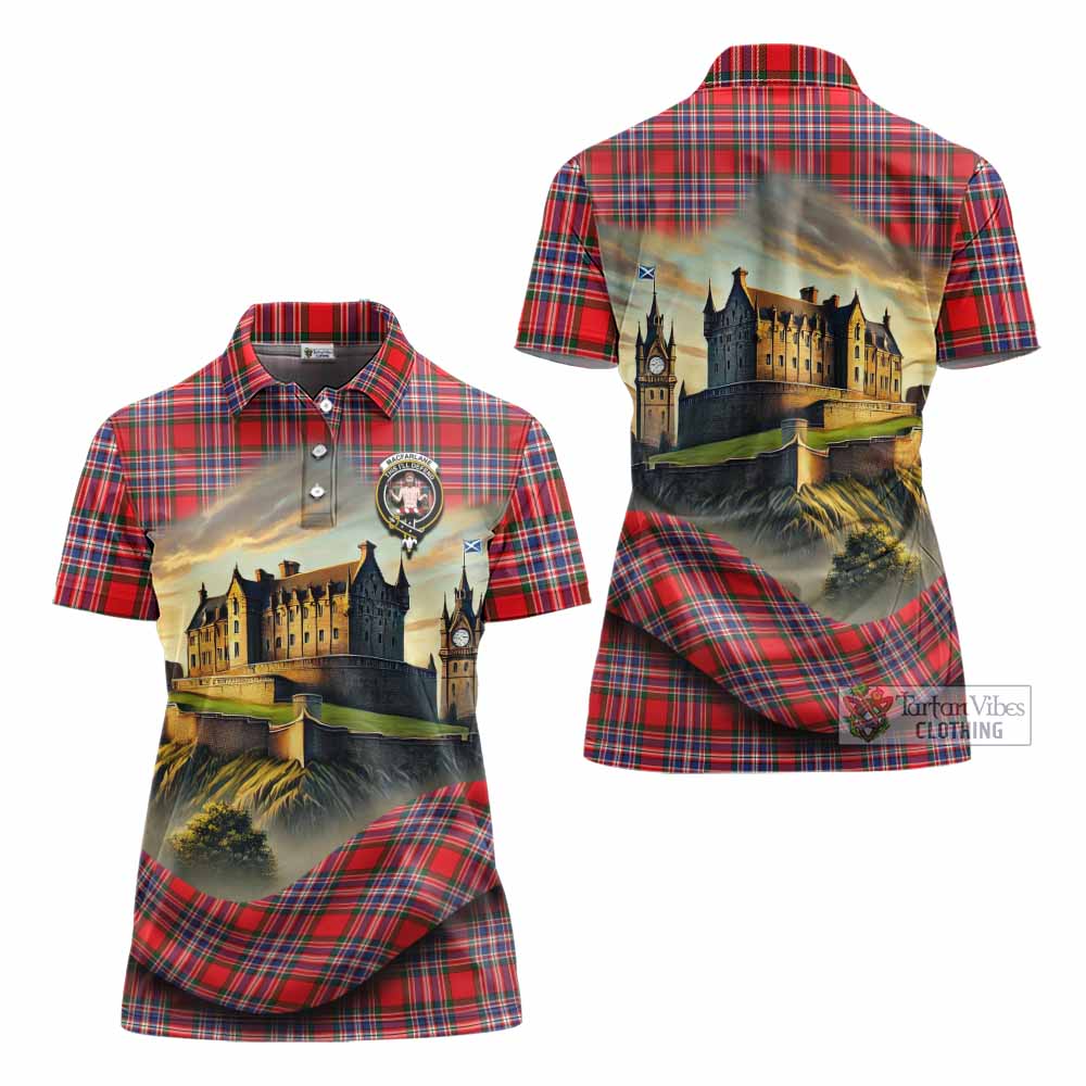 Tartan Vibes Clothing MacFarlane (McFarlane) Tartan Family Crest Women's Polo Shirt with Scottish Ancient Castle Stype