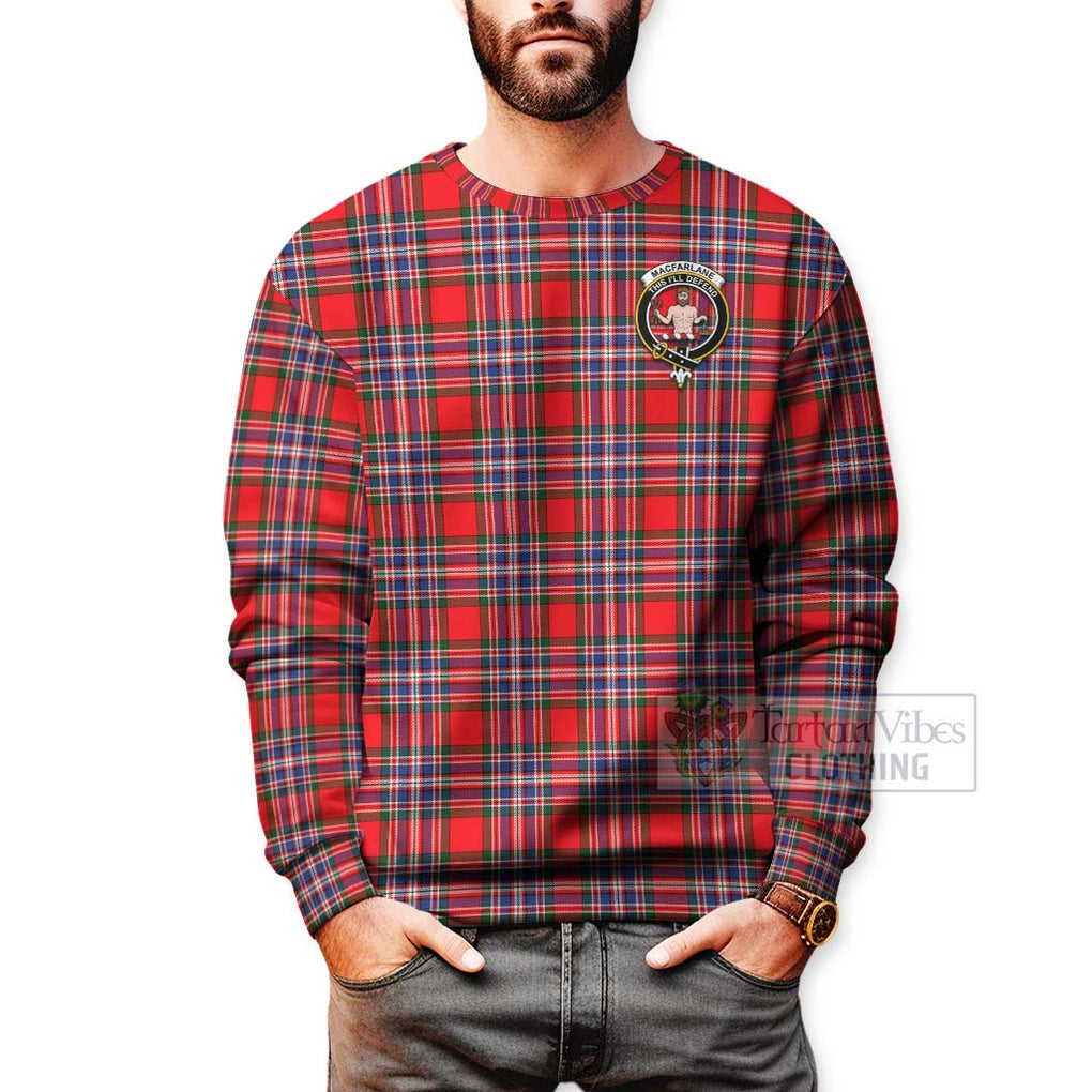 Tartan Vibes Clothing MacFarlane (McFarlane) Tartan Sweatshirt with Family Crest Celtic Skull Style