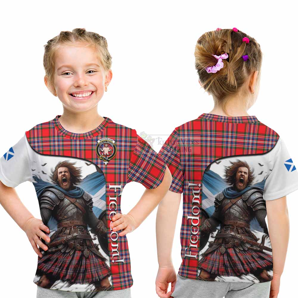 Tartan Vibes Clothing MacFarlane (McFarlane) Crest Tartan Kid T-Shirt Inspired by the Freedom of Scottish Warrior