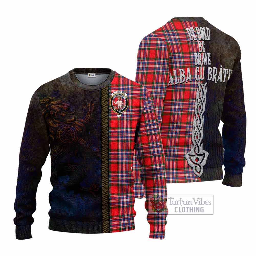 Tartan Vibes Clothing MacFarlane (McFarlane) Tartan Family Crest Knitted Sweater Alba Gu Brath Be Brave Lion Ancient Style