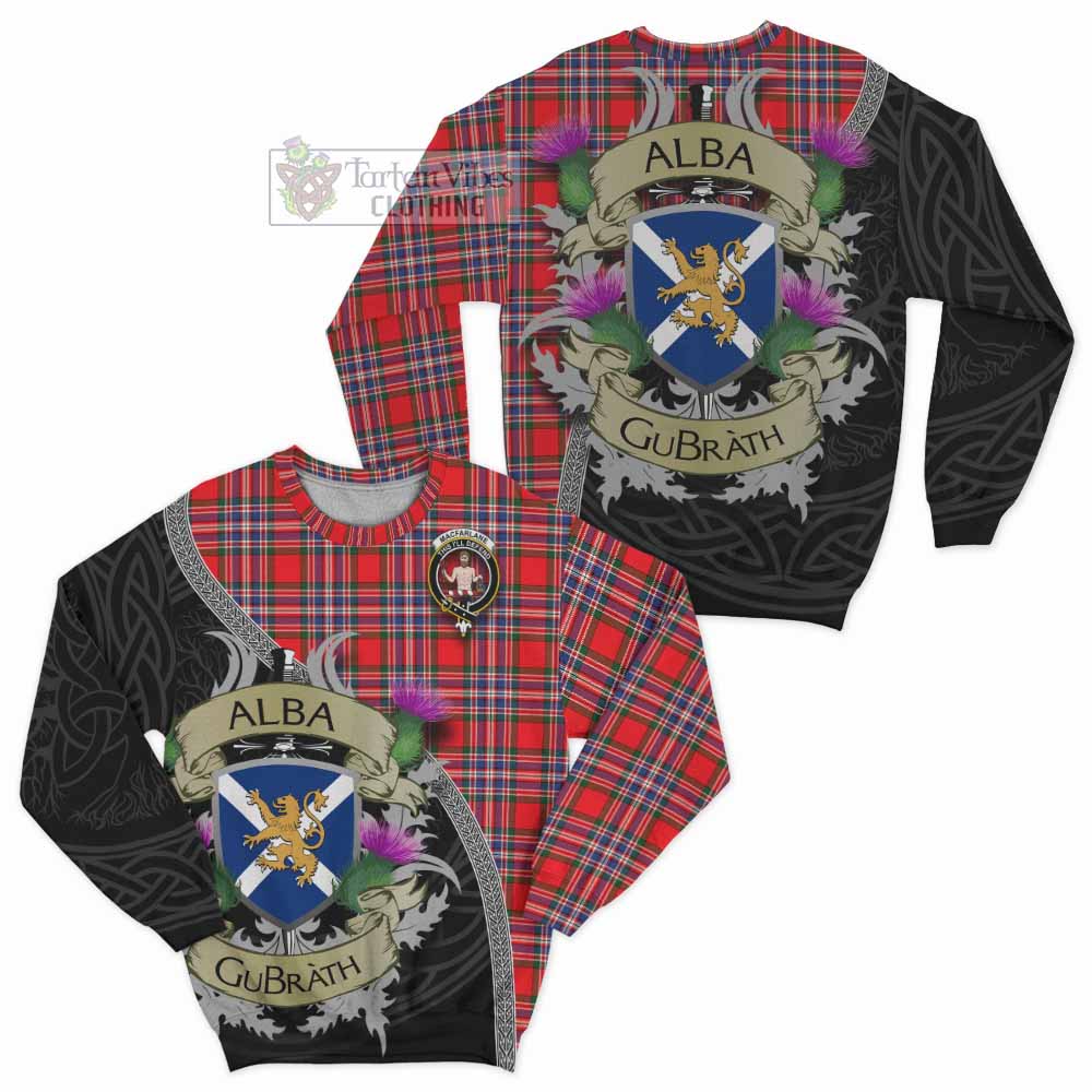 Tartan Vibes Clothing MacFarlane (McFarlane) Tartan Family Crest Sweatshirt Lion Rampant Royal Thistle Shield Celtic Inspired
