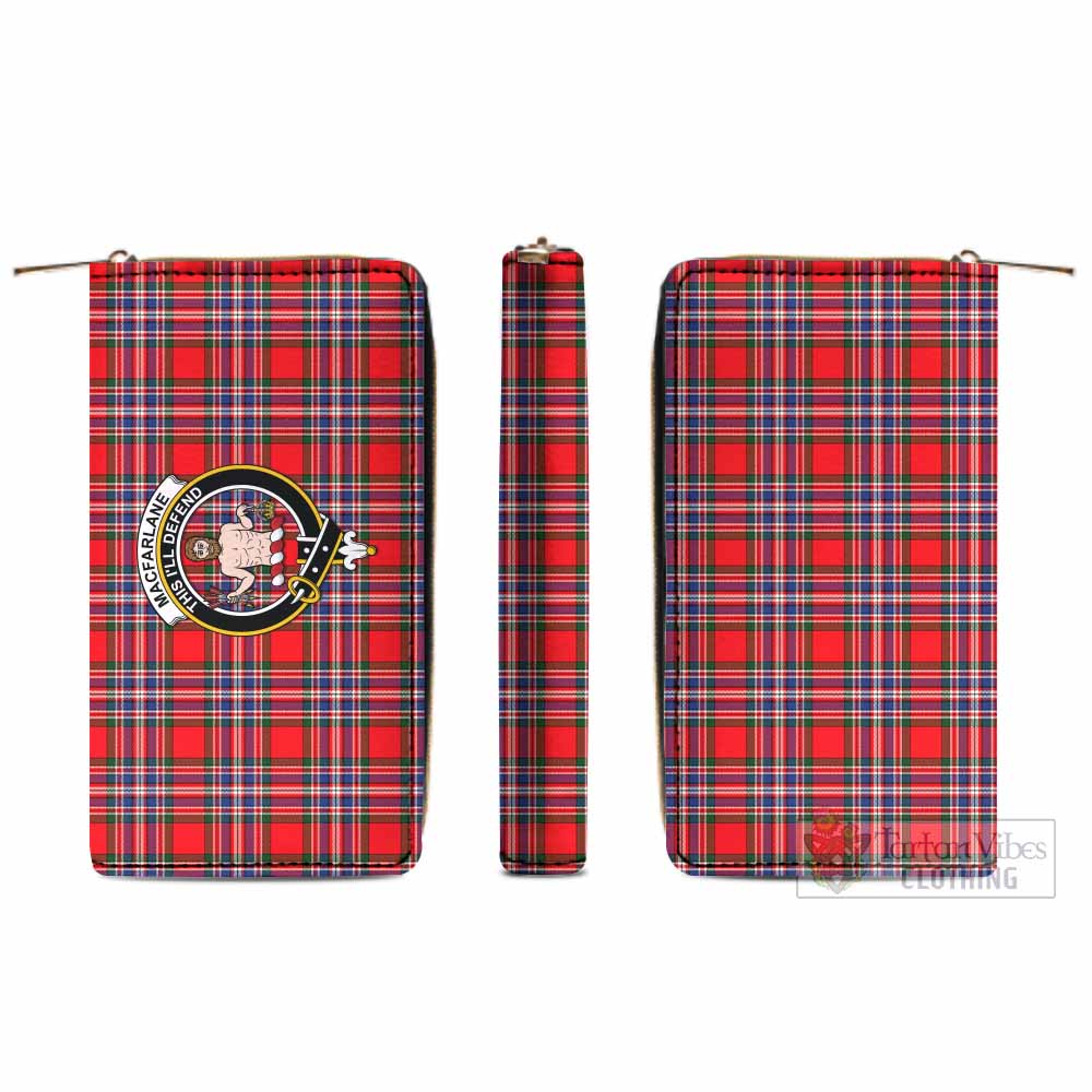 Tartan Vibes Clothing MacFarlane (McFarlane) Tartan Women's Leather Wallet with Family Crest