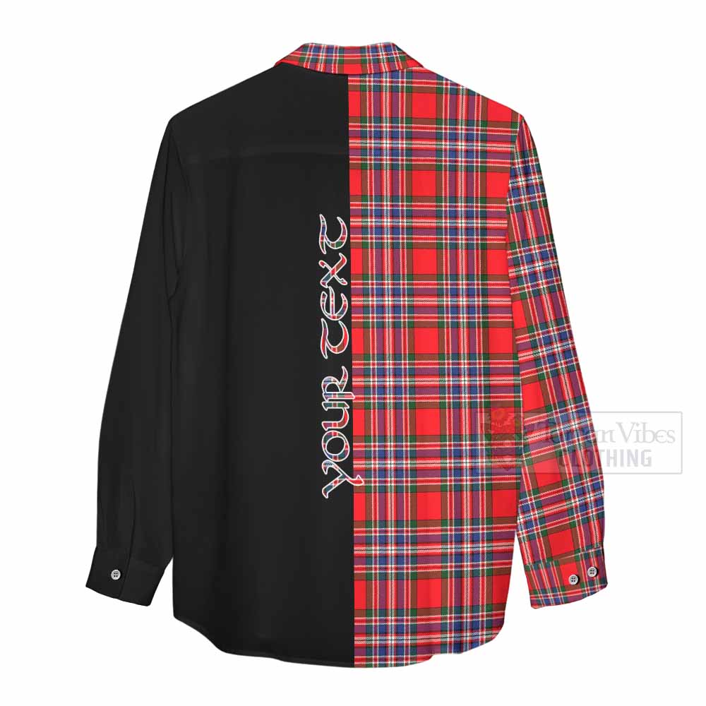 Tartan Vibes Clothing MacFarlane (McFarlane) Tartan Women's Casual Shirt with Family Crest and Half Of Me Style